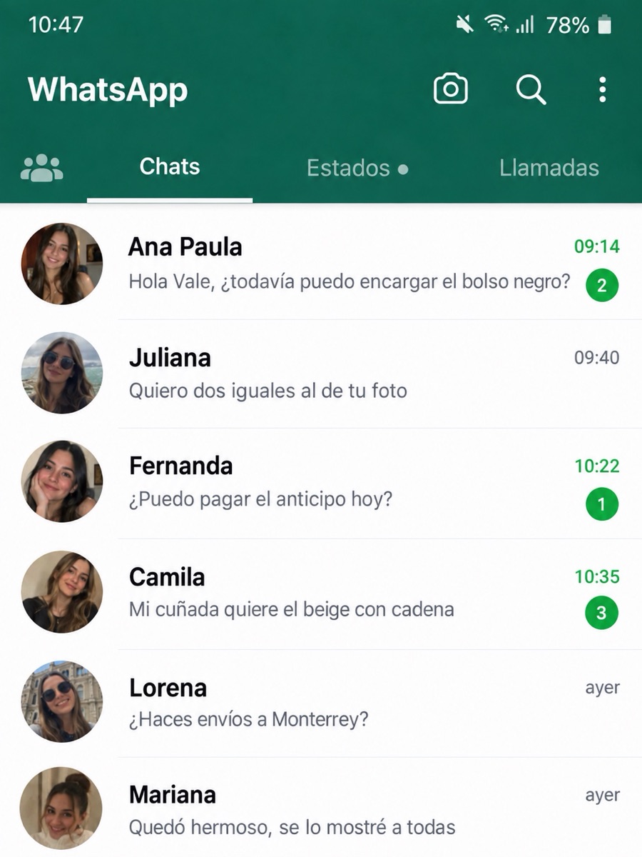 Conversaciones de WhatsApp con pedidos