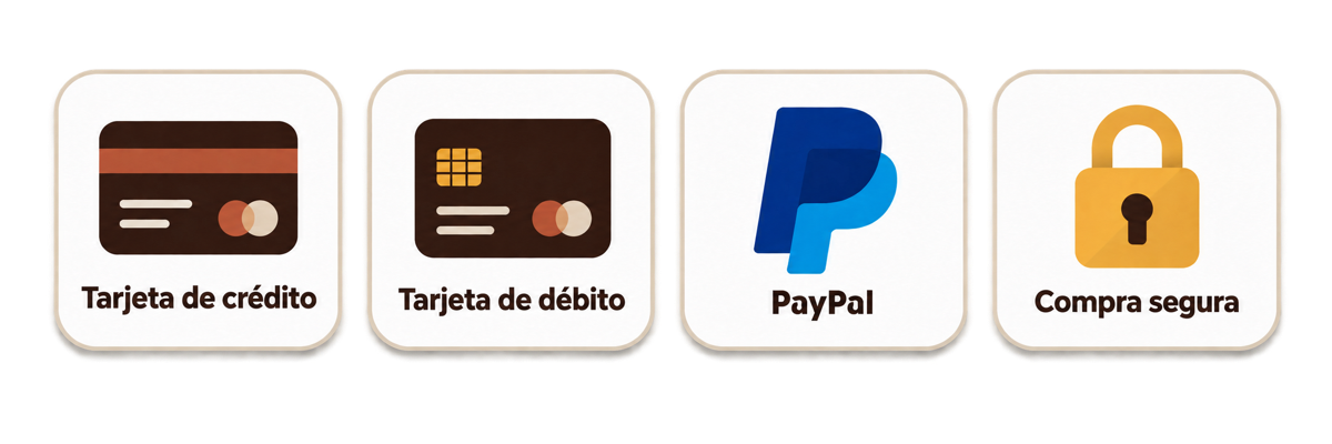 Tarjeta de crédito, tarjeta de débito, PayPal, compra segura